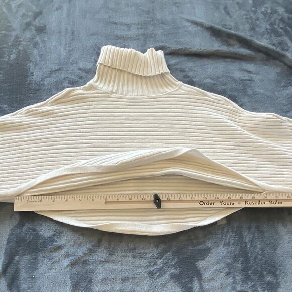 Free People Sweater Billie Mock Neck Womens XS Ivory Crop Ribbed Oversized Boho - Picture 11 of 15